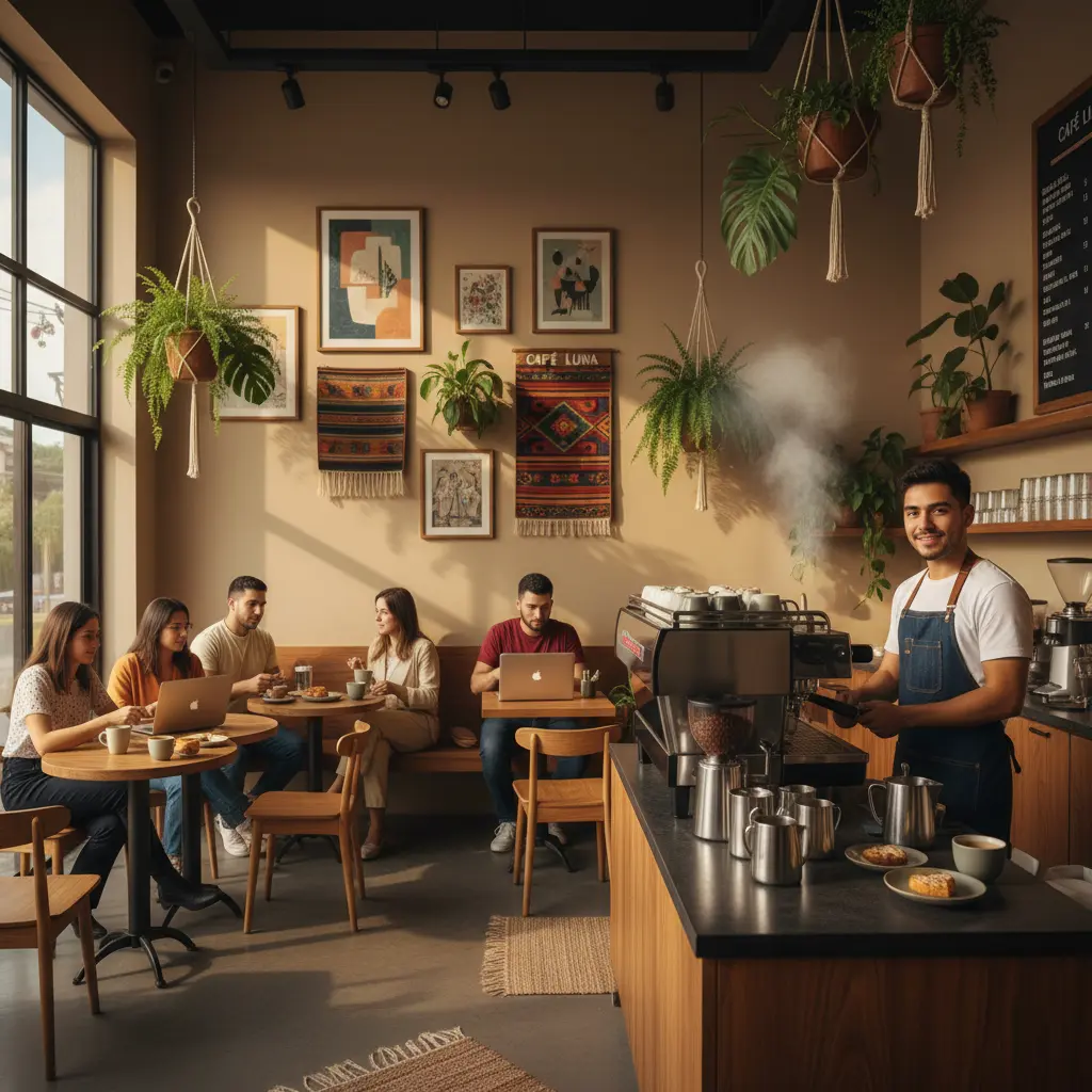 Cafetería ecuatoriana con sistema de punto de venta